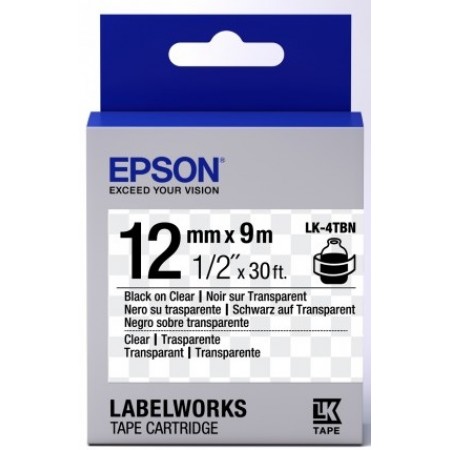 Epson LK4TBN для LW-300/400/400VP/700 Clear Blk/Clear 12mm/9