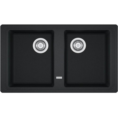 Franke Мийка кухонна Basis, фраграніт, прямокутник, без крила, 860х500х200мм, чаша - 2, накладна, BFG 620, онікс