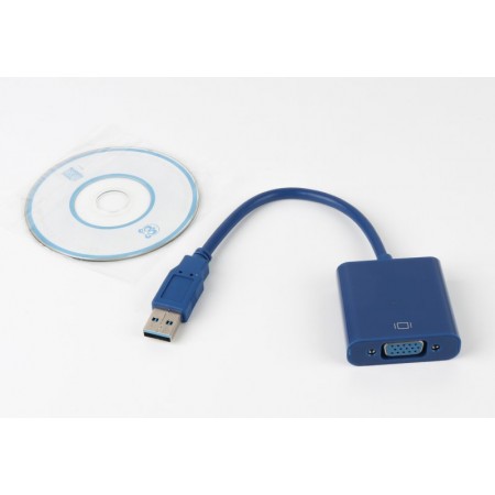Конвертер з USB 3.0 на VGA  30cm, Синій  Пакет