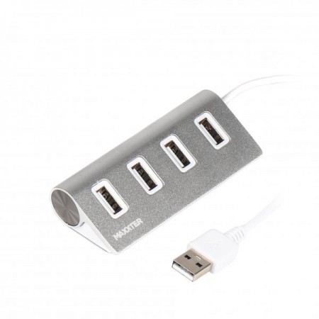 Хаб USB 2.0 Type-A HU2A-4P-01 на 4 порти, метал, сріблястий
