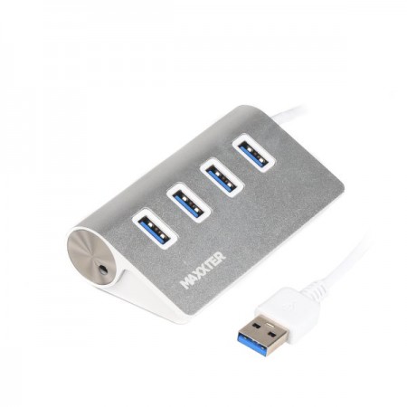 Хаб USB 3.0 Type-A HU3A-4P-01 на 4 порти, метал, сріблястий