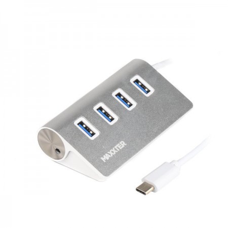 Хаб USB 3.0 Type-С HU3С-4P-01 на 4 порти, метал, сріблястий