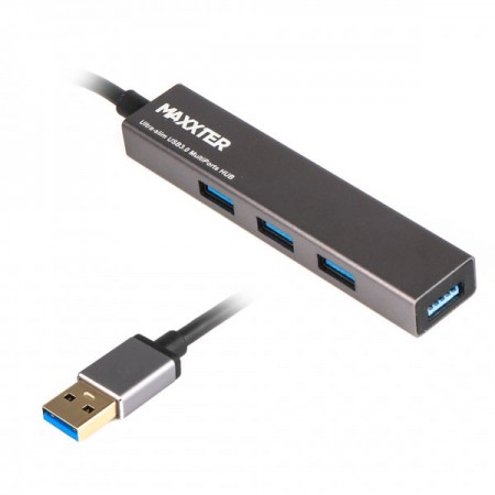 Хаб USB 3.0 Type-A HU3A-4P-02 на 4 порти, метал, темно-сірий