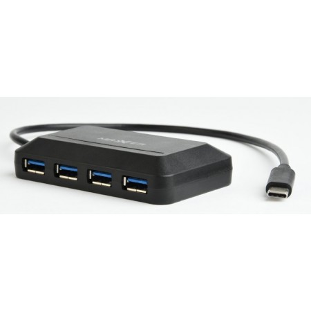 Хаб USB 3.0 Type-С на 4 порти, пластик, чорний