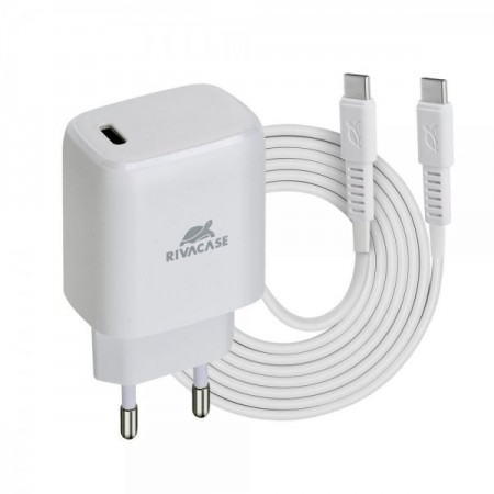 Мережевий ЗП, 1 USB Type-C, PD 20 Вт, кабель Type-C, білий